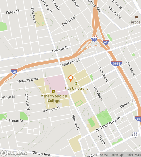 Map of scavenger hunt walking tour for Fisk-Meharry Marvelous Mystery Hunt