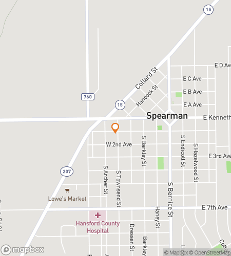 Map of scavenger hunt walking tour for Spearman‘s Texas Treasure Trot