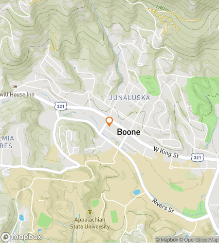 Map of scavenger hunt walking tour for Boone Appétit: The Blue Ridge Hunt