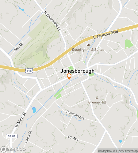 Map of scavenger hunt walking tour for Jonesborough Jamboree Jaunt
