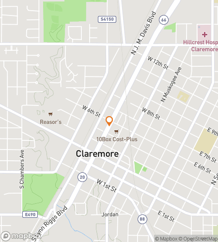 Map of scavenger hunt walking tour for Claremores Downtown Discovery Dash