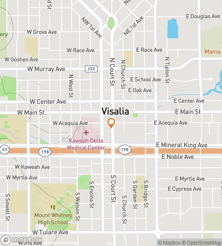Map of scavenger hunt walking tour for Visalia‘s Vibrant Village Venture