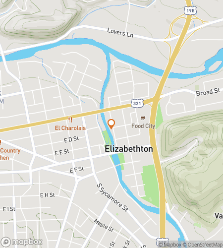 Map of scavenger hunt walking tour for Elizabethton Escapades Extravaganza