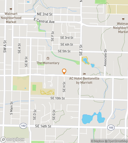 Map of scavenger hunt walking tour for Bentonville Arkansas Bar Hunt