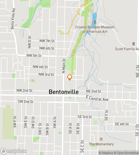 Map of scavenger hunt walking tour for Bentonville Beyond the Big Box