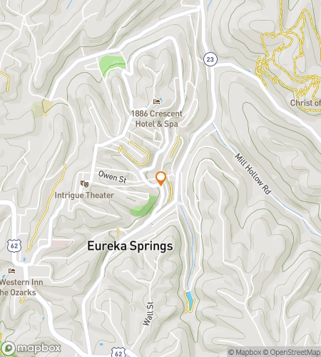 Map of scavenger hunt walking tour for Eureka Springs Arkansas Bar Hunt