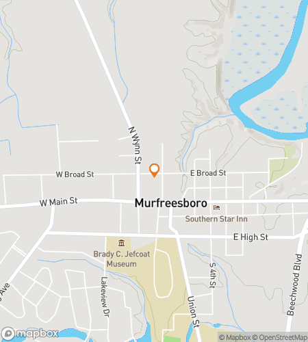 Map of scavenger hunt walking tour for Murfreesboro Mischief & Marvels Hunt