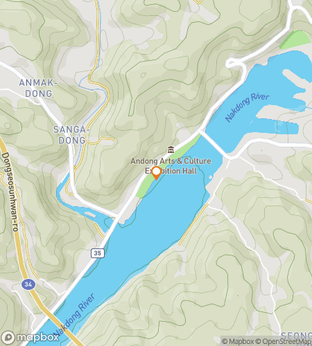 Mapa pěší prohlídky scavenger hunt pro Šepoty Haho: Objevování Andongu