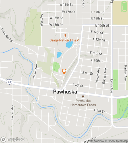 Map of scavenger hunt walking tour for Pawhuska‘s Osage Odyssey