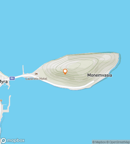 Map of scavenger hunt walking tour for The Gibraltar of the East: The Monemvasia Quest