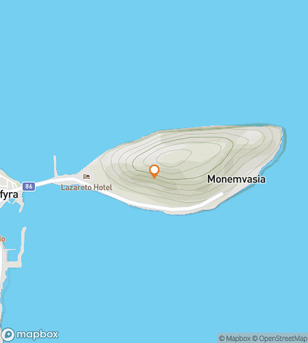 Map of scavenger hunt walking tour for The Gibraltar of the East: The Monemvasia Quest