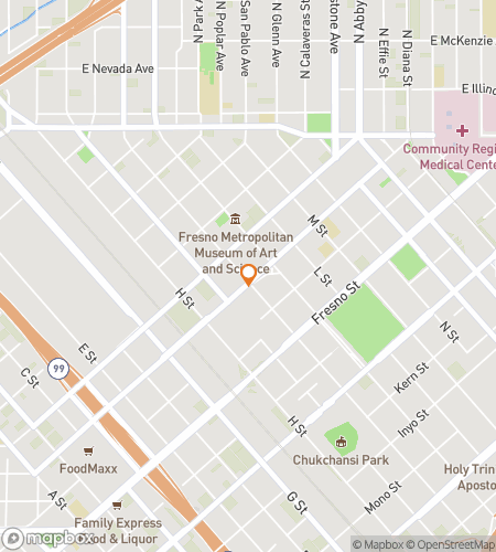 Map of scavenger hunt walking tour for Fresno Ghost Hunt