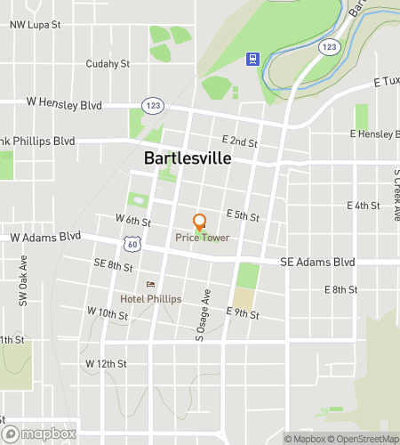 Map of scavenger hunt walking tour for Bartlesville Bustling Bonanza Hunt