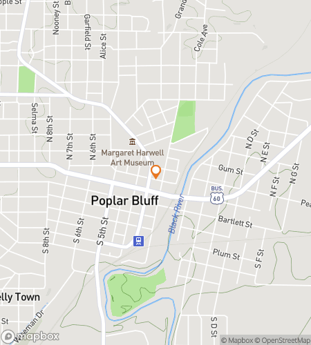 Map of scavenger hunt walking tour for Bluff It Like It&rsquo;s Hot&colon; The Playful Poplar Bluff Hunt