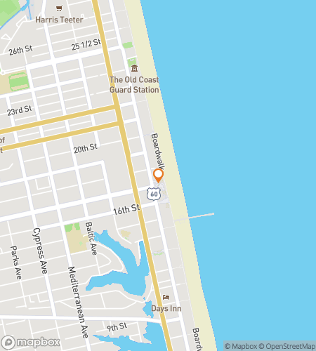 Map of scavenger hunt walking tour for Shadows of the Shore: A Virginia Beach Hunt