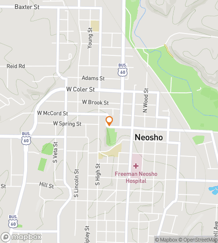 Neosho‘n Nifty Downtown Hunt -aarteenetsintäkävelykierroksen kartta