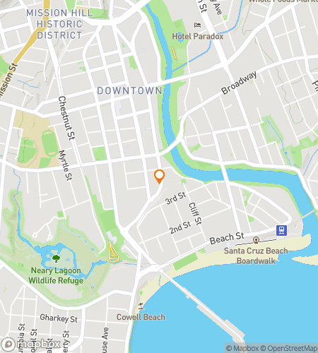 Kartta Surfs Up Santa Cruz -kaupunkiseikkailukävelykierrokselle