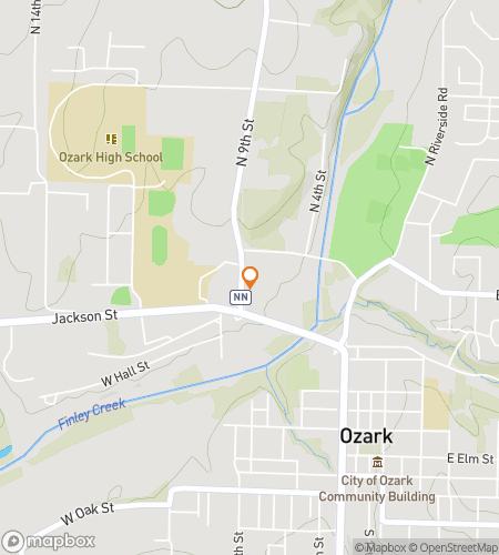 Map of scavenger hunt walking tour for Ozark Scavenger Hunt