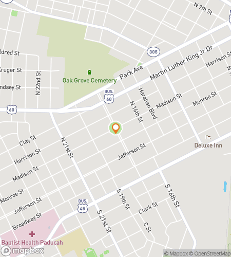 Map of scavenger hunt walking tour for Paducah Puzzling Pursuit