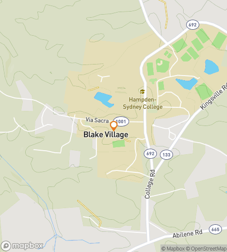 Map of scavenger hunt walking tour for Hampden-Sydney College Hunt