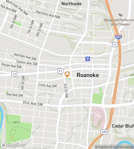 Map of scavenger hunt walking tour for A Big Lick Of Roanoke