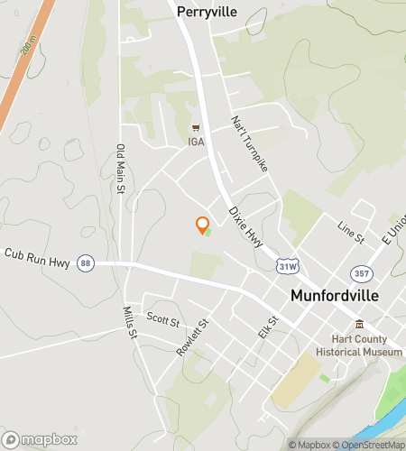 Map of scavenger hunt walking tour for Munfordville‘s Mysterious Meander