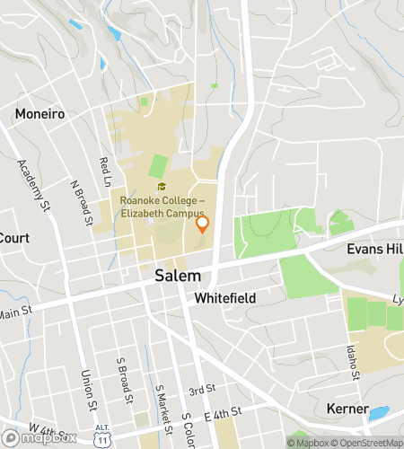 Map of scavenger hunt walking tour for Roanoke College Hunt