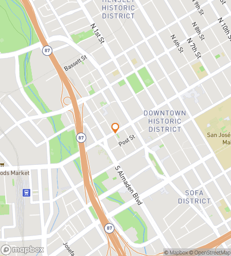 Map of scavenger hunt walking tour for Sweet San Jose Bar Crawl