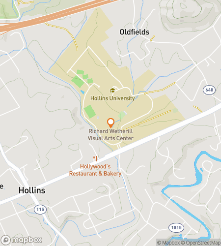 Map of scavenger hunt walking tour for Hollins University Hunt