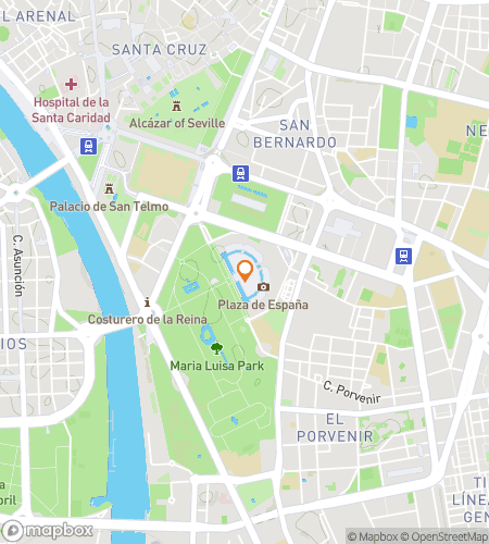 Map of scavenger hunt walking tour for  Sevilla scavenger hunt