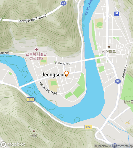 Map of scavenger hunt walking tour for The Jeongseon Journey: Mining Mysteries and Mountain Magic
