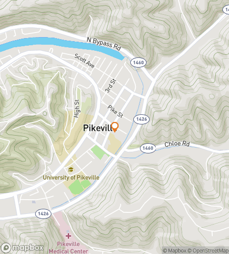 Kaart van de scavenger hunt wandelroute voor Pikeville Prowl & Puzzle Pursuit