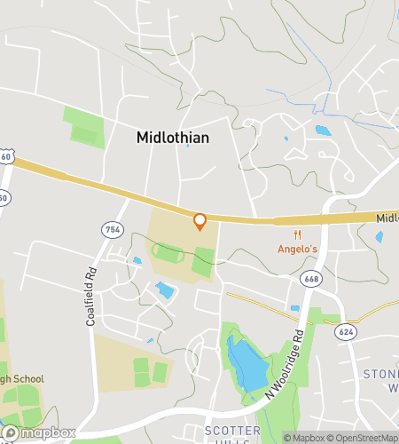 Map of scavenger hunt walking tour for Midlothian Scavenger Hunt