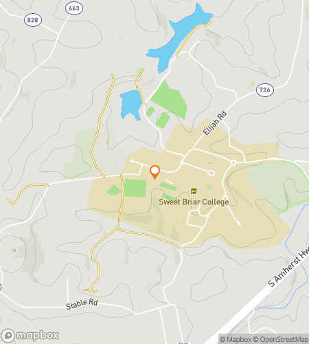 Map of scavenger hunt walking tour for Sweet Briar College Hunt