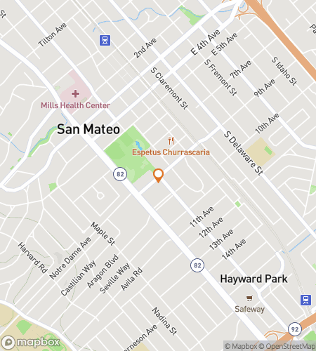 Map of scavenger hunt walking tour for The Hunt for History in San Mateo