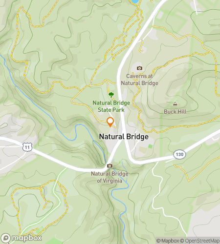 Map of scavenger hunt walking tour for Natural Bridge Nifty Nicknames‘ Treasure Hunt