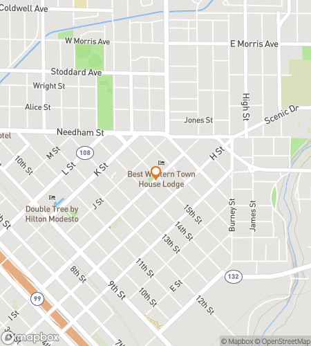 Map of scavenger hunt walking tour for Moseying Around Modesto  