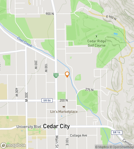 Mapa pěší prohlídky scavenger hunt pro Cedar City Sidewalk Safari