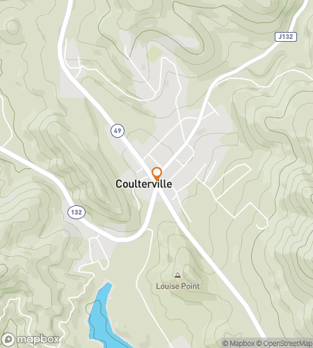 Hartă a turului pe jos cu vânătoare de comori pentru aventura de descoperire a centrului orașului Coulterville