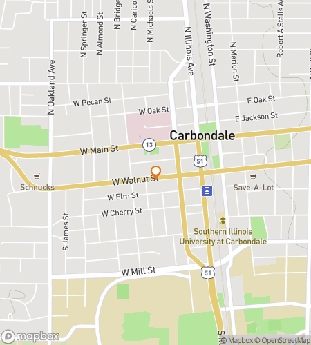 Map of scavenger hunt walking tour for Saluki & Seek&colon; The Spirited Carbondale Chase