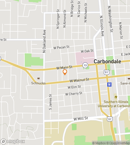 Kort over skattejagt-vandretur for Saluki & Seek&colon; The Spirited Carbondale Chase