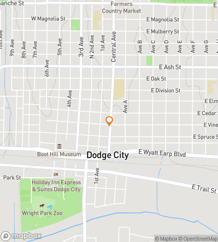 Map of scavenger hunt walking tour for Dodge City‘s Dazzling Scavenger Dash