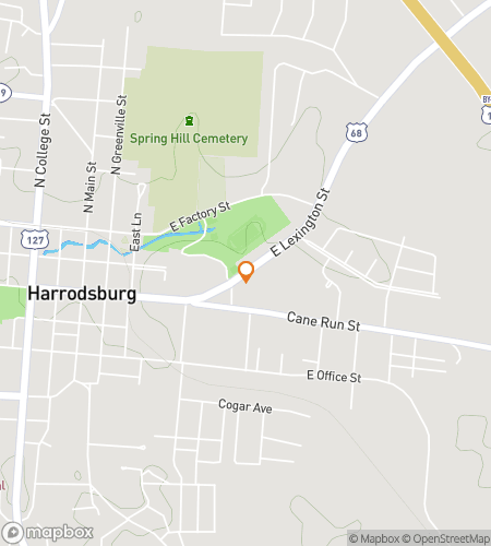 Map of scavenger hunt walking tour for Harrodsburg Hysteria Hunt