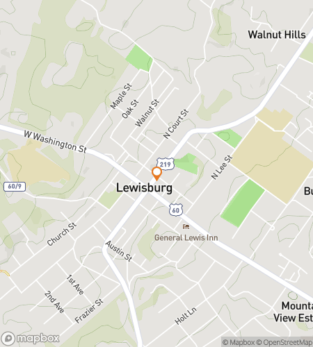 Map of scavenger hunt walking tour for Lewisburg Loot & Laughs Adventure