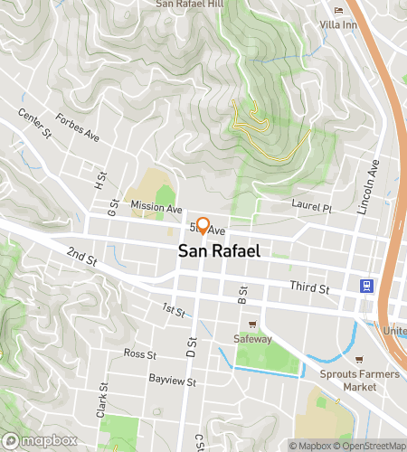 Map of scavenger hunt walking tour for San Rafael Riddle Rampage