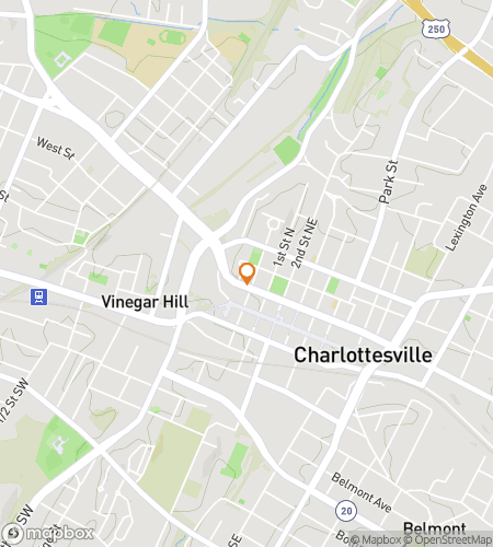 Map of scavenger hunt walking tour for Centuries of Charlottesville