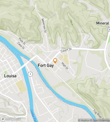 Map of scavenger hunt walking tour for Fort Gay Funtastic Treasure Trail