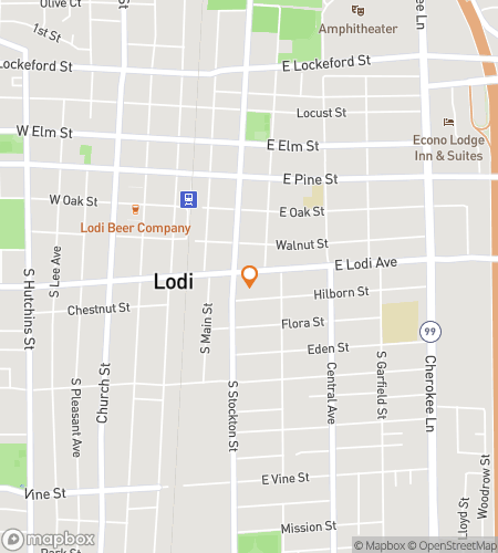 Map of scavenger hunt walking tour for Lodi‘s Grapest Treasure Hunt