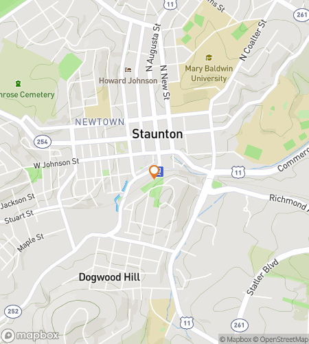 Map of scavenger hunt walking tour for Staunton Shenanigans Scavenger Hunt