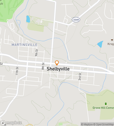 Map of scavenger hunt walking tour for Shelbyville Shindig Scavenger